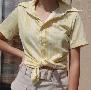 1970s yellow collared button up shirt